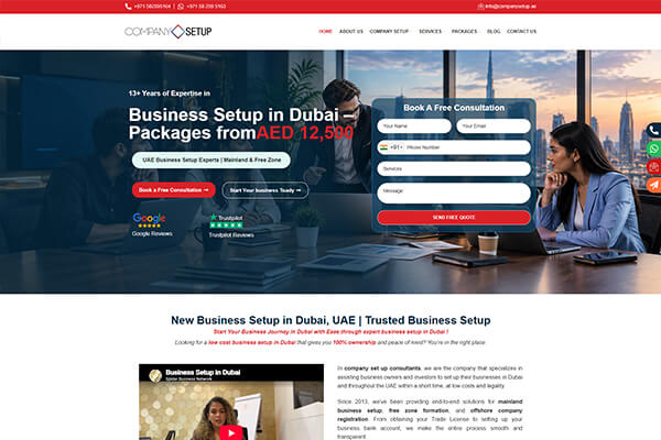 Company Setup Consultants website design by Primitive Softech