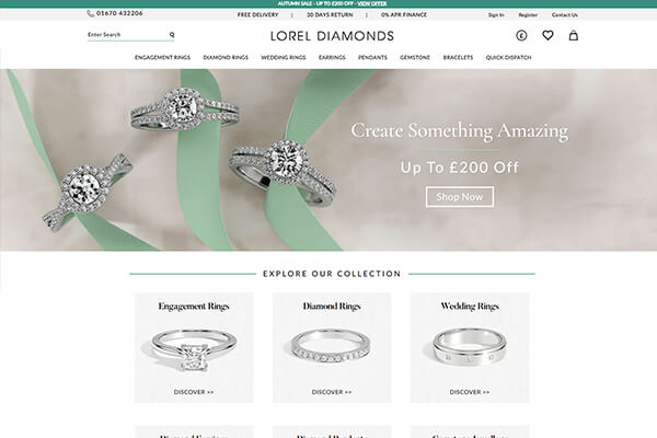 Lorel Diamonds Jewellery Store ecommerce website by Primitive Softech