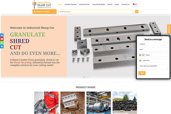 Industrial Sharp Cut manufacturing website by Primitive Softech