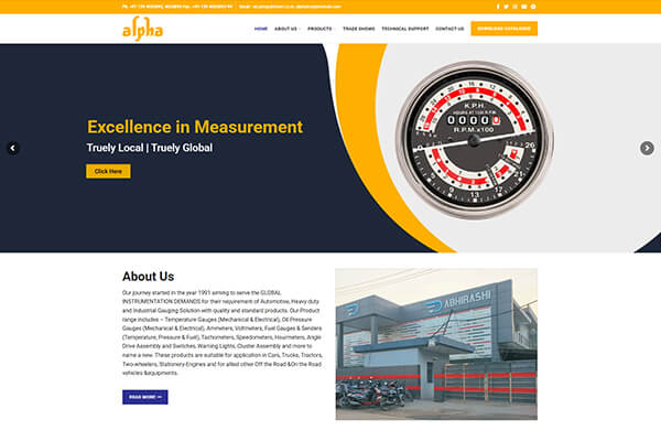 Alpha Inst manufacturing website by Primitive Softech